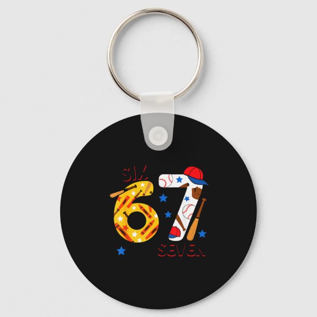 I Survived 67 Days Of School Funny 6 7 Baseball Te Key Ring (Front)