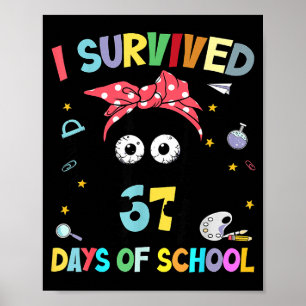 I Survived 67 Days Of School Funny Black Cat Six S Poster