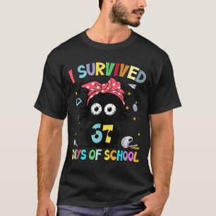 I Survived 67 Days Of School Funny Black Cat Six S T-Shirt