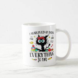 I Survived 67 Days Of School Funny Cat Six Seven M Coffee Mug