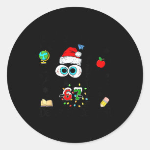 I Survived 67 Days Of School Funny Christmas Black Classic Round Sticker