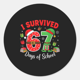 I Survived 67 Days Of School Funny Christmas Teach Classic Round Sticker