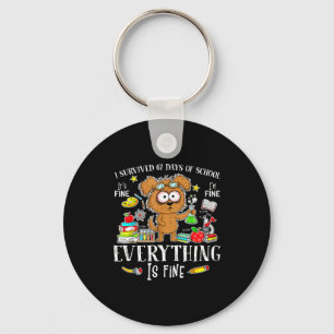 I Survived 67 Days Of School Funny Dog Lover Scien Key Ring