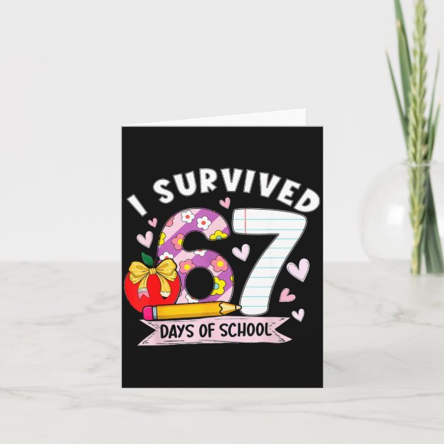 I Survived 67 Days Of School Funny Leopard Student Card (Front)