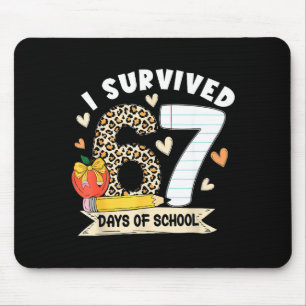 I Survived 67 Days Of School Funny Leopard Student Mouse Pad