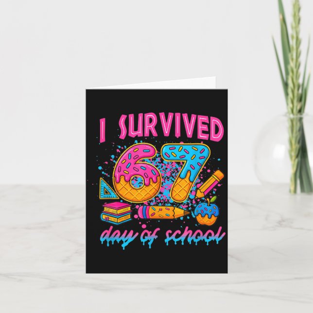 I Survived 67 Days Of School Funny Meme Ice Cream  Card (Front)