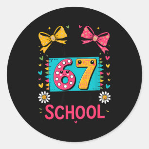 I Survived 67 Days Of School Funny Meme Teacher Me Classic Round Sticker