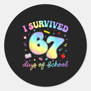 I Survived 67 Days Of School Funny Meme Teacher St Classic Round Sticker