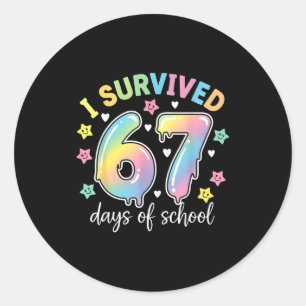 I Survived 67 Days Of School Funny Meme Teacher St Classic Round Sticker