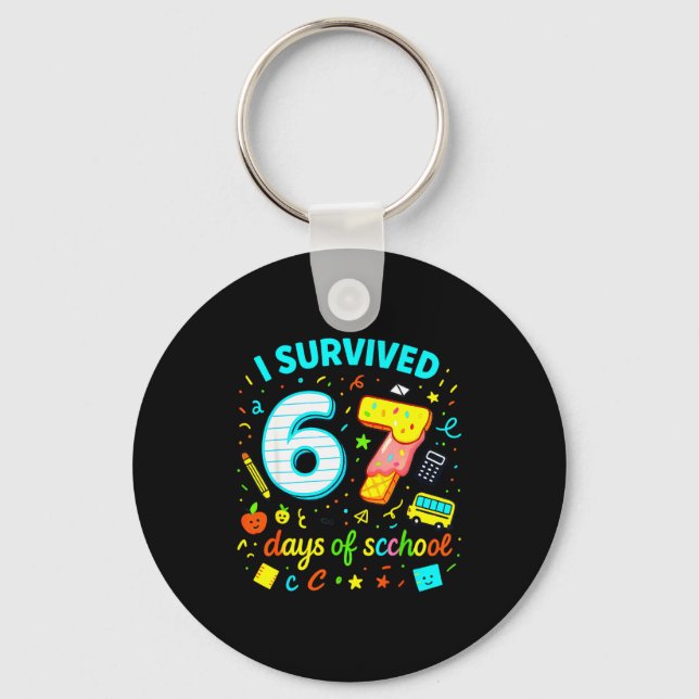 I Survived 67 Days Of School Funny Meme Teacher St Key Ring (Front)