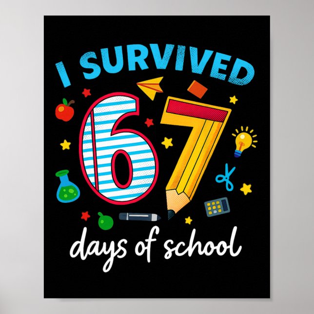 I Survived 67 Days Of School Funny Meme Teacher St Poster (Front)