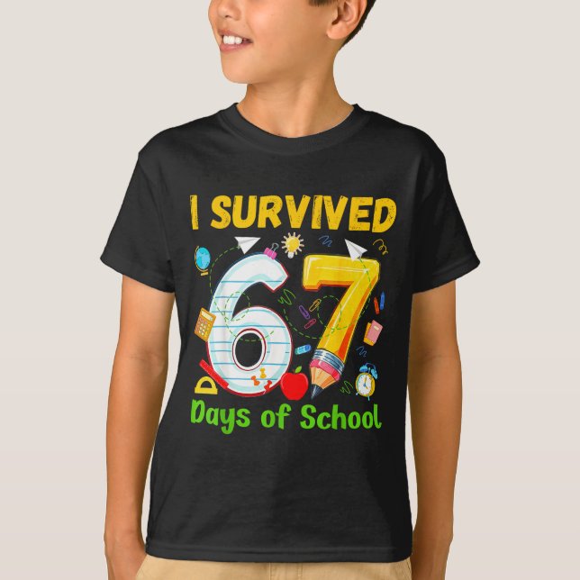 I Survived 67 Days Of School Funny Meme Teacher St T-Shirt (Front)