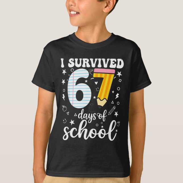I Survived 67 Days Of School Funny Meme Teacher St T-Shirt (Front)
