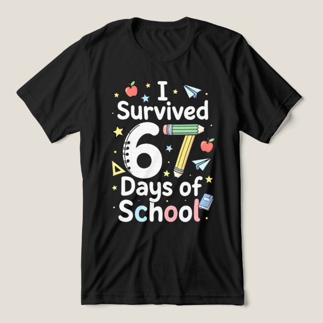I Survived 67 Days of School Funny Meme Teacher Tri-Blend Shirt (Design Front)