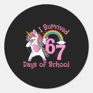 I Survived 67 Days Of School Funny Six Seven 6 7 M Classic Round Sticker