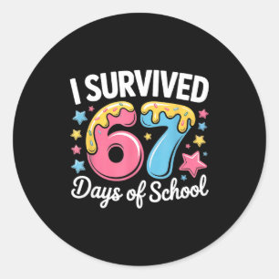I Survived 67 Days Of School Funny Six Seven 6 7 M Classic Round Sticker
