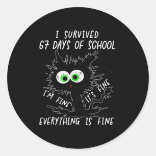 I Survived 67 Days Of School Funny Six Seven  Classic Round Sticker