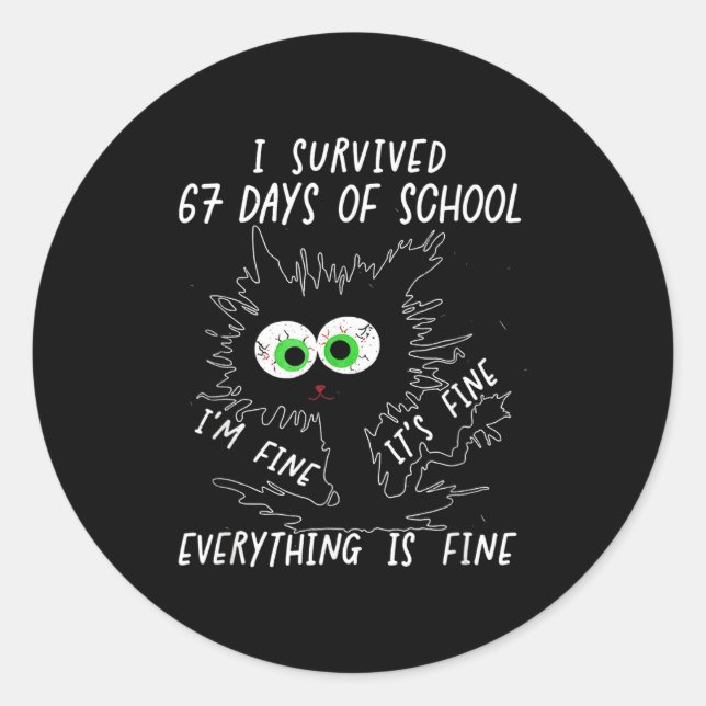 I Survived 67 Days Of School Funny Six Seven  Classic Round Sticker (Front)