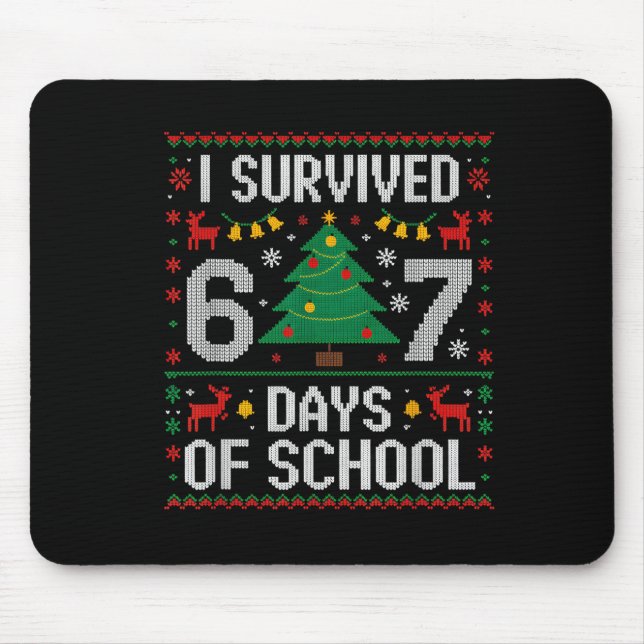 I Survived 67 Days Of School Funny Six Seven Meme  Mouse Pad (Front)