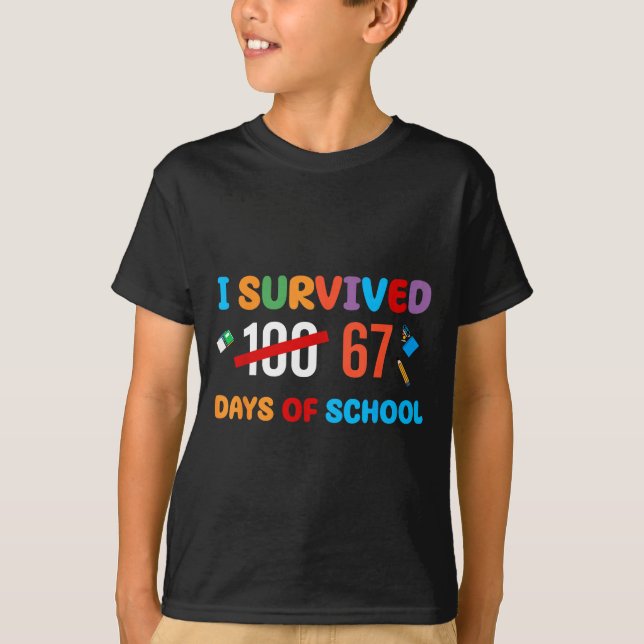 I Survived 67 Days Of School Funny Six Seven Meme  T-Shirt (Front)