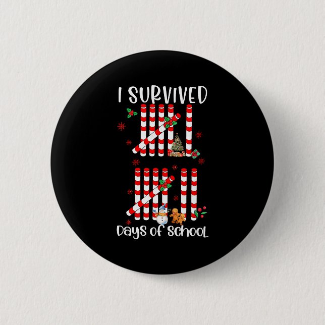 I Survived 67 Days Of School Funny Six Seven Xmas  6 Cm Round Badge (Front)