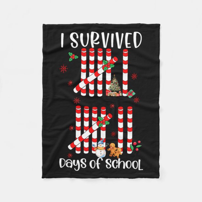 I Survived 67 Days Of School Funny Six Seven Xmas  Fleece Blanket (Front)