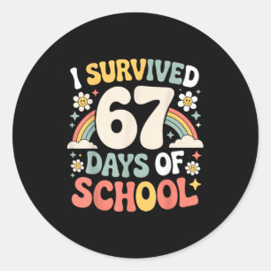 I Survived 67 Days Of School Funny Teacher And Stu Classic Round Sticker