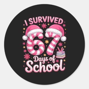 I Survived 67 Days Of School - Funny Teachers Stud Classic Round Sticker
