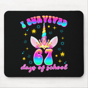 I Survived 67 Days Of School Funny Unicorn Six Sev Mouse Pad