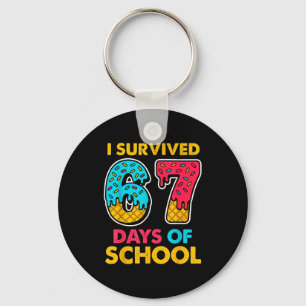I Survived 67 Days Of School Ice Cream Drip Six Se Key Ring