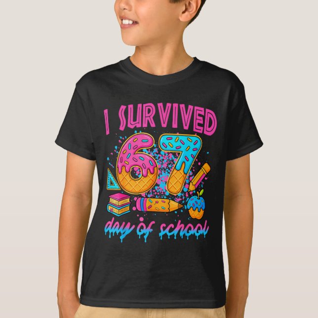 I Survived 67 Days Of School Ice Cream Drip Six Se T-Shirt (Front)