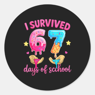 I Survived 67 Days Of School Ice Cream Six Seven M Classic Round Sticker