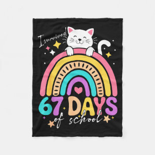 I Survived 67 Days Of School Kids Kitten Cat Cool  Fleece Blanket