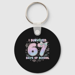 I Survived 67 Days Of School Mermaid Coquette Bow  Key Ring