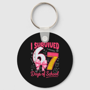 I Survived 67 Days Of School Nk Bow Girls Kids Key Ring
