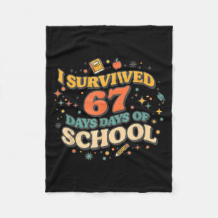 I Survived 67 Days Of School Retro Meme Teachers S Fleece Blanket