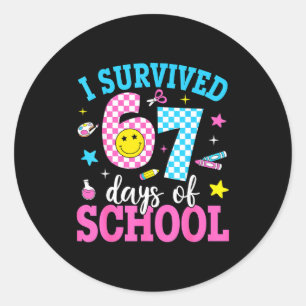 I Survived 67 Days Of School Six Seven Meme Teache Classic Round Sticker