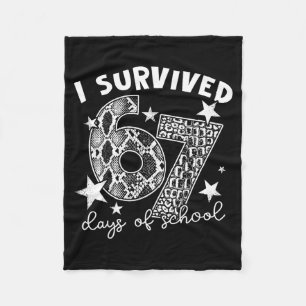 I Survived 67 Days Of School Snake, Alligator Rept Fleece Blanket