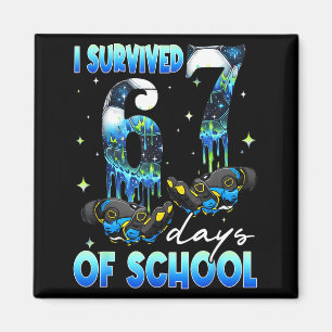 I Survived 67 Days Of School Soccer Boys Kids Six  Magnet