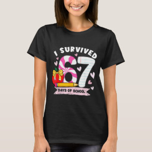I Survived 67 Days Of School Student Humor Design  T-Shirt