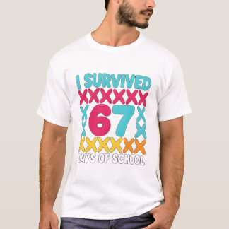 I Survived 67 Days of School Tally Mark Funny T-Shirt