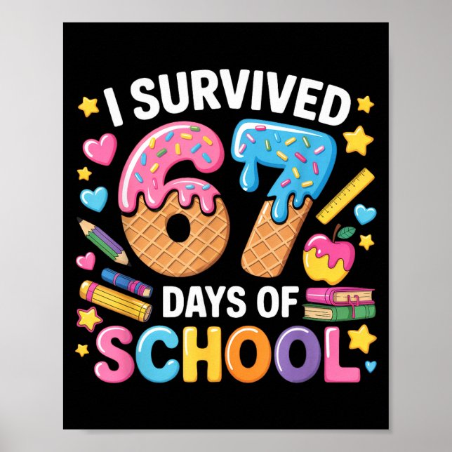 I Survived 67 Days Of School Teacher Student Ice C Poster (Front)