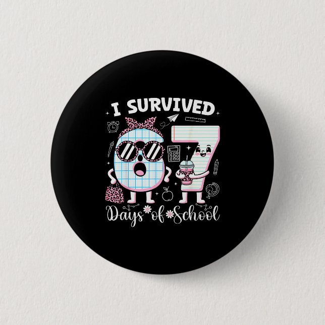 I Survived 67 Days Of School Teacher Student Leopa 6 Cm Round Badge (Front)