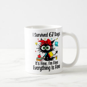 I Survived 67 Days Of School Teacher Students Cat  Coffee Mug