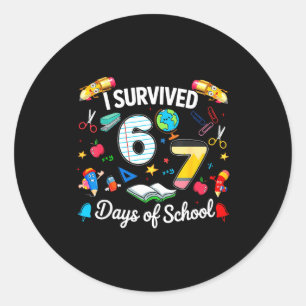 I Survived 67 Days Of School Teachers Students Boy Classic Round Sticker
