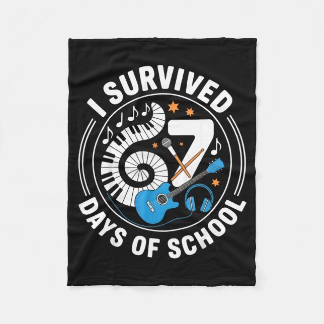 I Survived 67 Days Of School - Teachers Students M Fleece Blanket (Front)