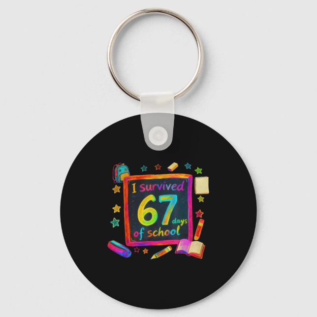 I Survived 67 Days Of School Teachers Students Six Key Ring (Front)