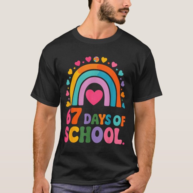 I Survived 67 Days Of School Tie Die Rainbow Lover T-Shirt (Front)