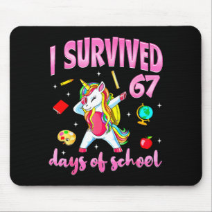 I Survived 67 Days Of School Unicorn Dabbing Teach Mouse Pad