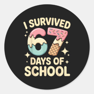 I Survived 67 Days Of School With A Funny Ice Crea Classic Round Sticker